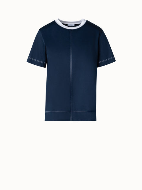 Baumwoll-Jersey-T-Shirt mit Kontrast-Ausschnitt