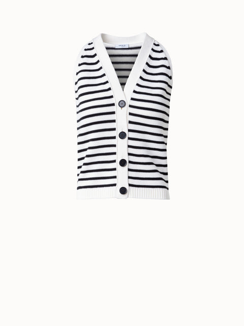 Gestreiftes Strick-Neckholder-Top aus Baumwolle