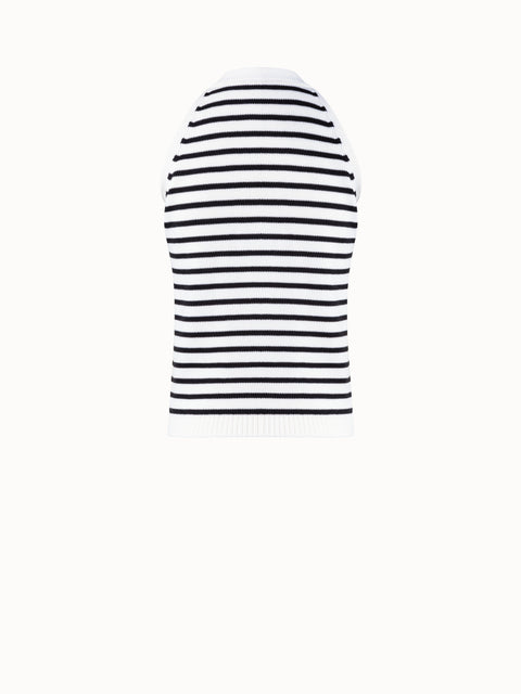 Gestreiftes Strick-Neckholder-Top aus Baumwolle