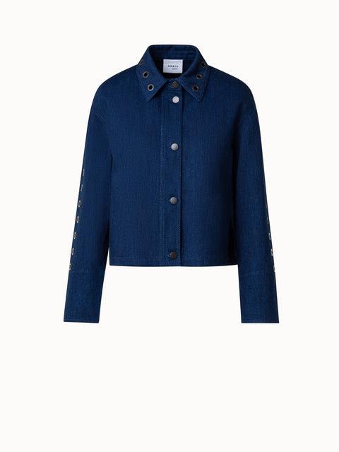 Boxy Jeansjacke mit Ösendetails