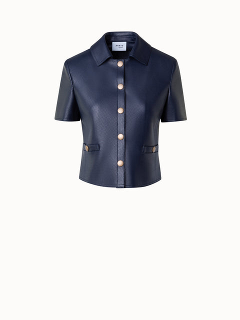 Kurzärm-Lederjacke aus Signature Pin Dot Leder