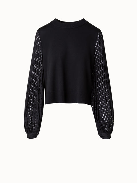 Strickpullover mit halbtransparenten Ärmeln