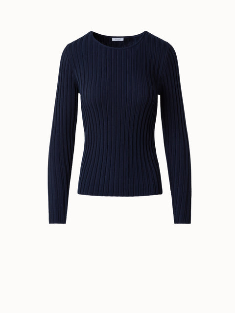 Merino-Pullover mit strukturierten Streifen