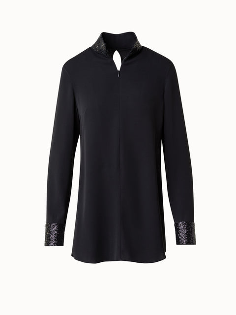 Tunika-Seidenbluse mit Pailletten