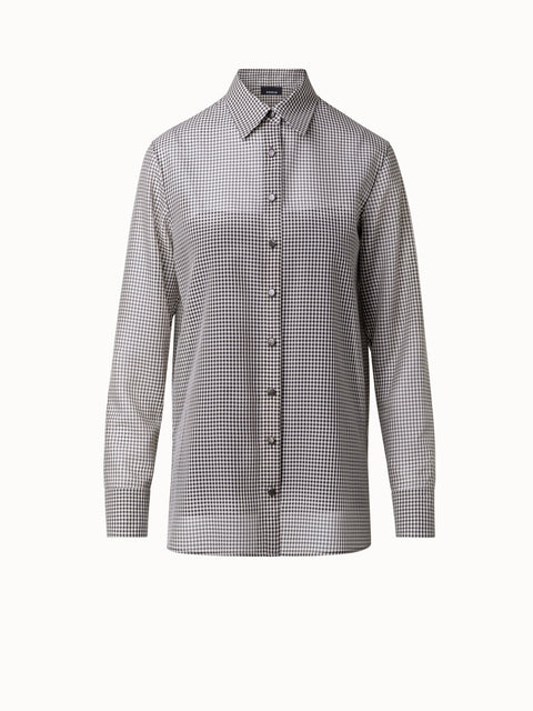 Transparente Vichy-Seidenbluse