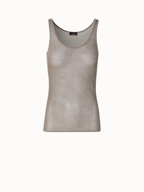 Transparentes Tanktop aus Seiden-Mesh-Strick