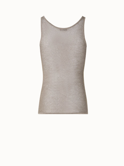 Transparentes Tanktop aus Seiden-Mesh-Strick