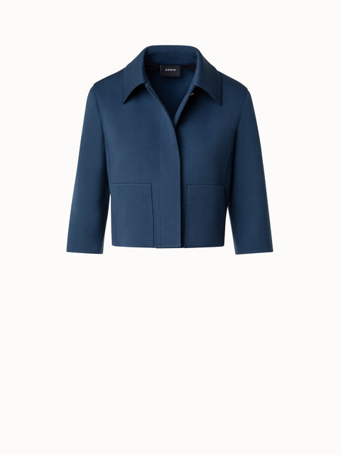 Kurze Boxy-Jacke aus Wolle Doubleface