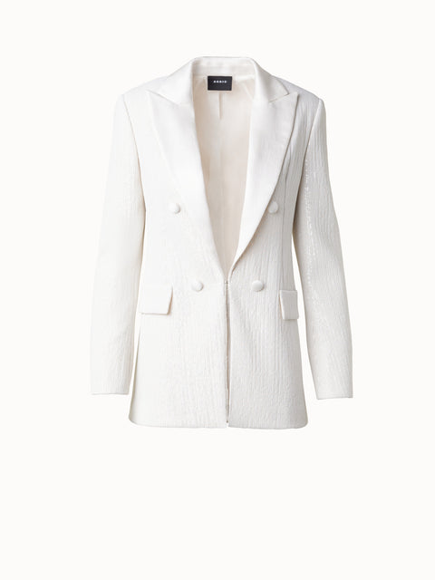 Langer Pailletten-Blazer mit Satinrevers