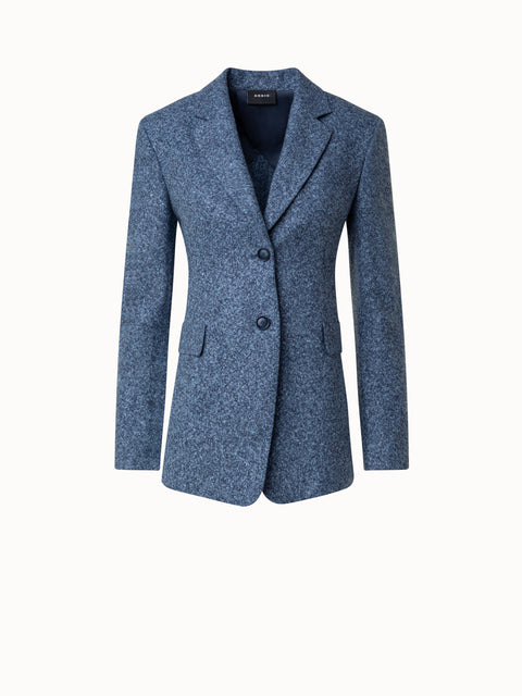 Lange Tweed-Flanell-Jacke aus Kaschmir-Leinen