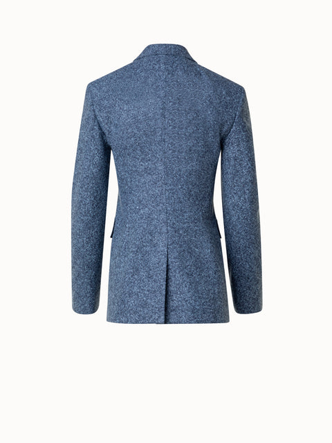 Lange Tweed-Flanell-Jacke aus Kaschmir-Leinen