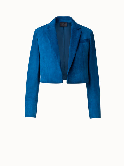 Kurze Wildlederjacke mit Revers