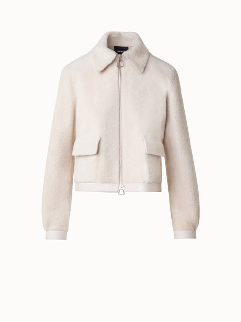 Kurze Shearling-Lederjacke