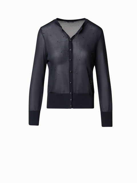 Halbtransparenter Swarovski-Sternen-Cardigan