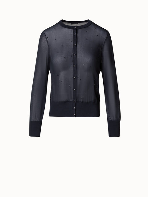 Halbtransparenter Swarovski-Sternen-Cardigan