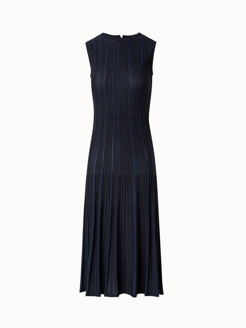 Ärmelloses Strickkleid aus Seiden-Ripp-Lurex