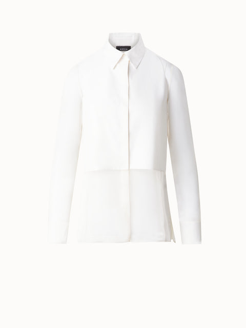 Seidenbluse mit transparenten Ärmeln