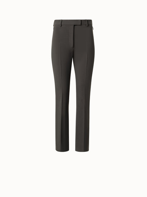 Cropped Gerade Hose aus Lyocell-Woll-Stretch