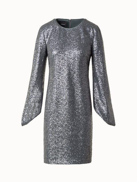 Pailletten-Cocktailkleid mit langen Ärmeln