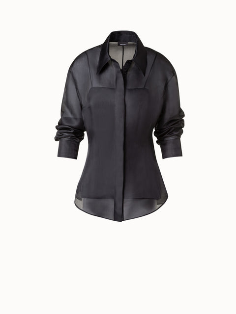 Seidenbluse aus transparentem Organza