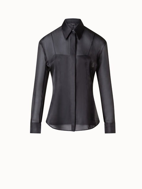 Seidenbluse aus transparentem Organza