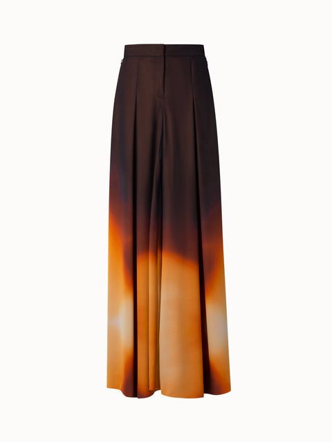 Palazzo-Seidenhose mit Autumn Twilight Druck