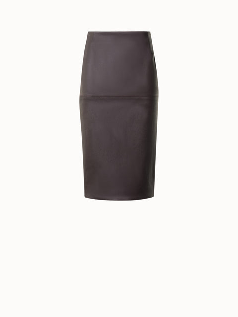 Leder-Bleistiftrock mit Schlitz hinten