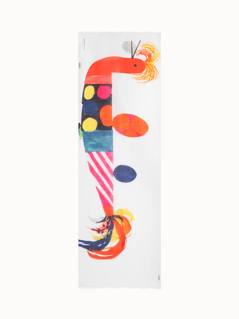 Kaschmir-Seiden-Schal mit Rooster Druck