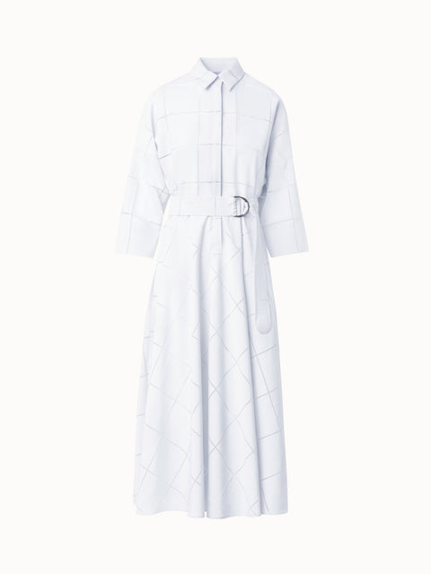 Fit & Flare Midi-Blusenkleid in Window-Karo