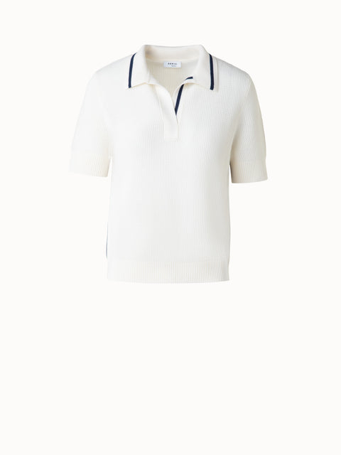 Poloshirt aus Merino-Mesh-Strick