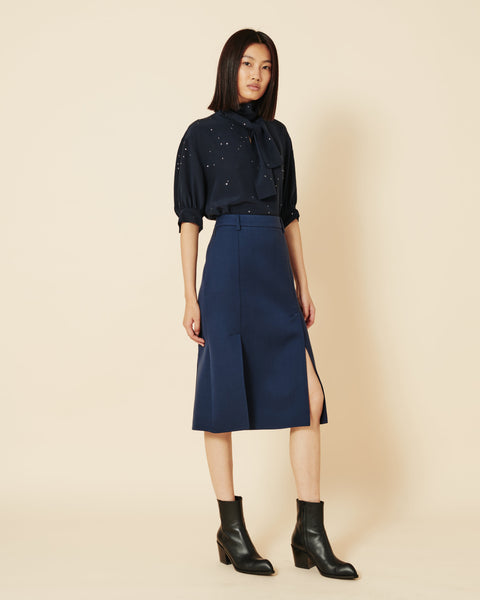 Seidenbluse mit Schleife und Swarowski-Sternen
