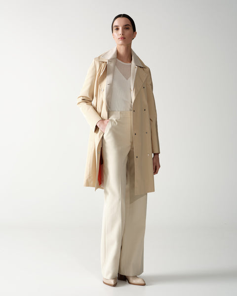 Gerade Baumwoll-Woll-Hose mit weitem Bein