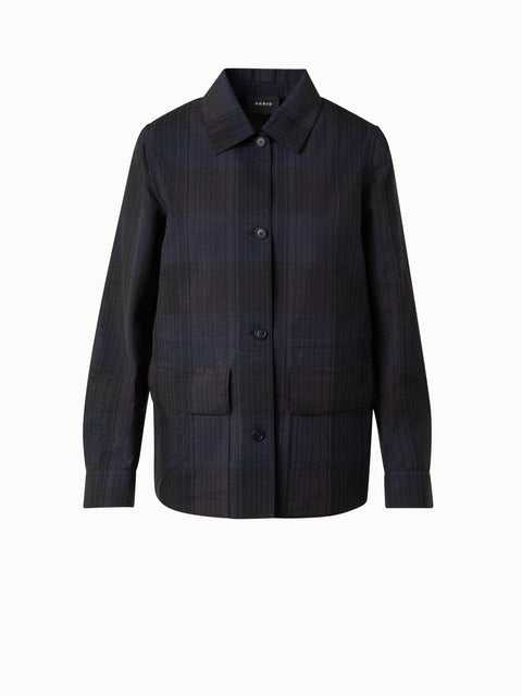 Oversize Seiden-Baumwoll-Seersucker-Hemdjacke