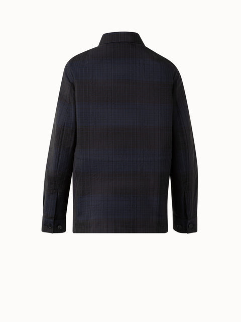 Oversize Seiden-Baumwoll-Seersucker-Hemdjacke