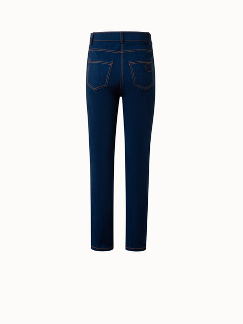 Slim Cotton-Stretch-Denim-Hose mit geradem Bein