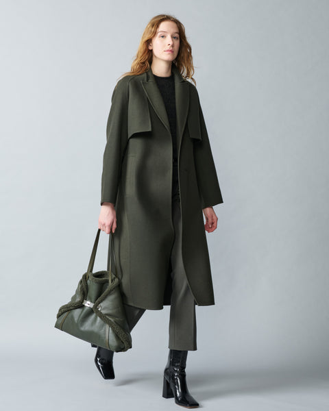Cropped Gerade Hose aus Lyocell-Woll-Stretch
