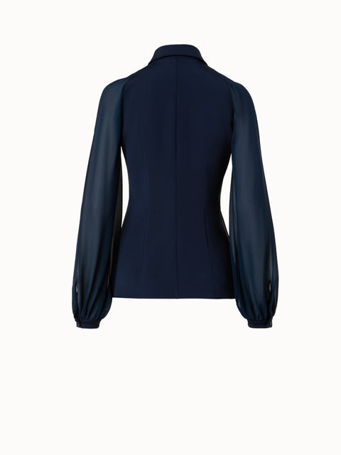 Seidenbluse mit transparenten Organza-Ärmeln