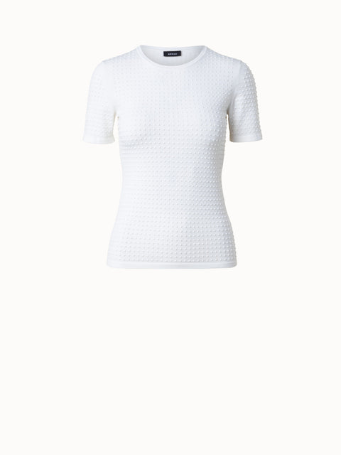 Pullover aus Baumwoll-Stretch-3D-Strick