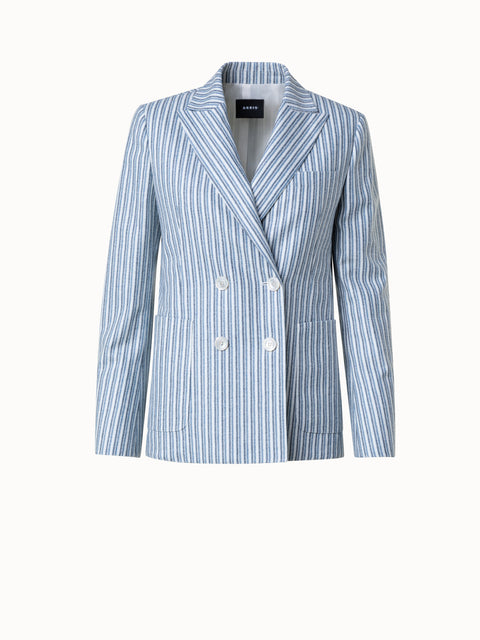 Zweireihige Jacke aus gestreiftem Woll-Flannel
