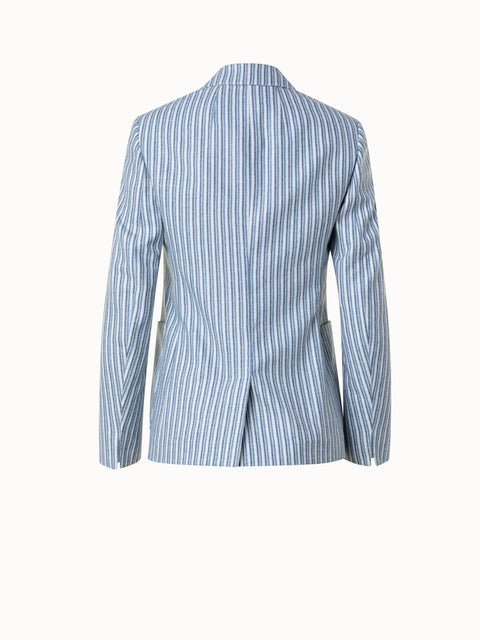Zweireihige Jacke aus gestreiftem Woll-Flannel