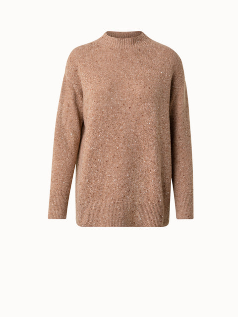 Langer Kaschmir-Tweed-Pullover