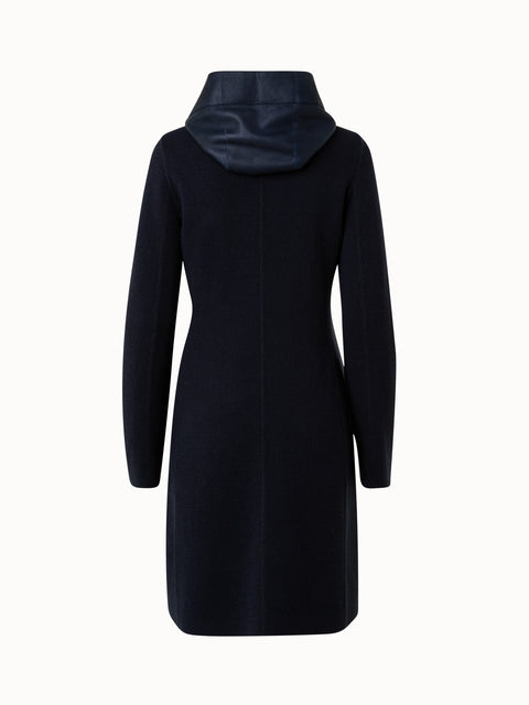 Shearling-Ledermantel mit Kaschmirstrick