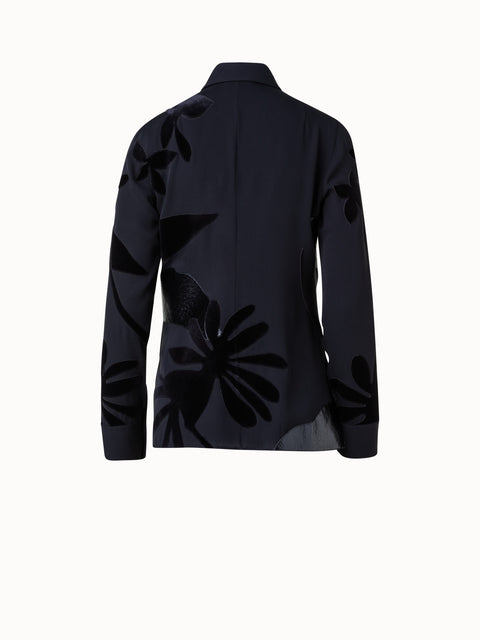 Seiden-Crêpe Abraham Blumen-Patchwork-Bluse
