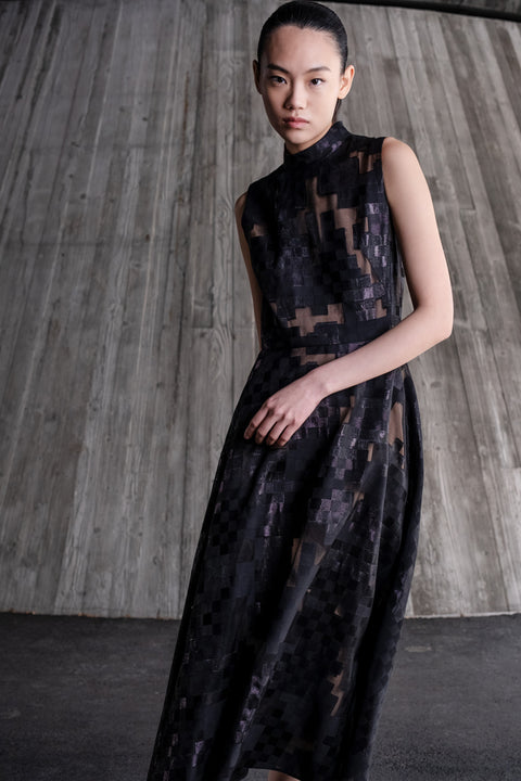 Midikleid aus Sqaure Jacquard