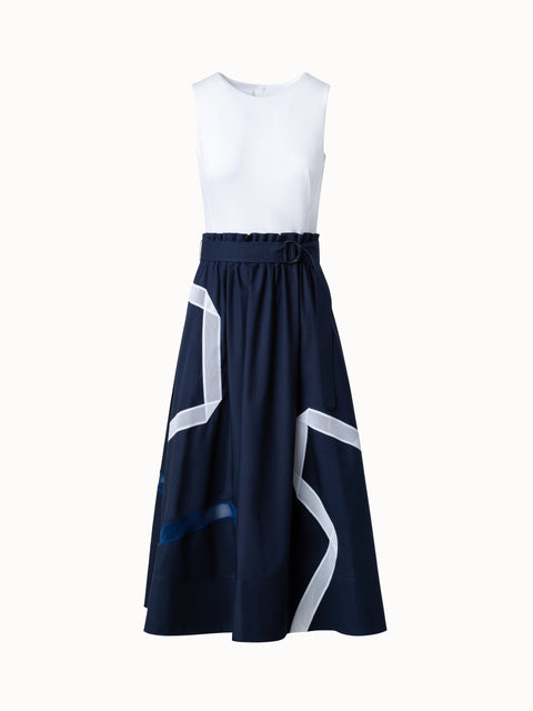 Kleid aus Techno Mesh Intarsien mit Jersey Top