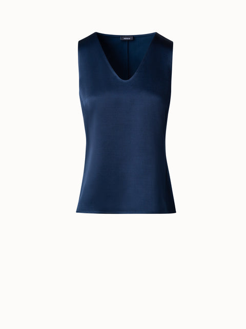 Ärmellose Satin-Bluse aus Wolle