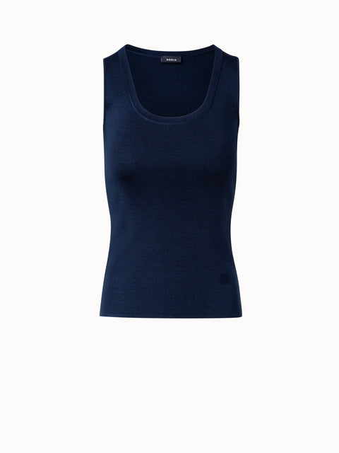 Top aus Seide mit Scoop Neck