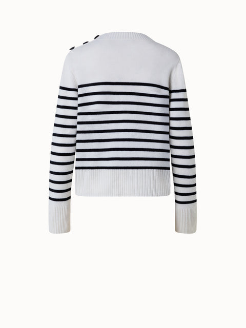 Gestreifter Boxy-Pullover aus Merino-Kaschmir