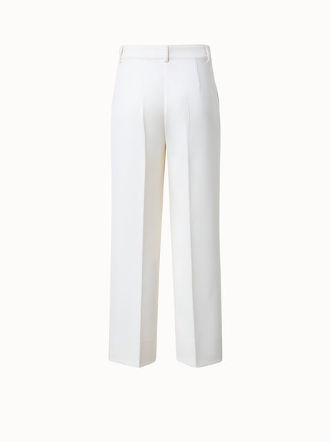 Gerade Cropped-Hose aus Wolltrikotin