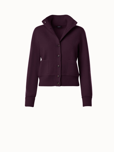 Kurze Strickjacke aus Kaschmir-Piqué